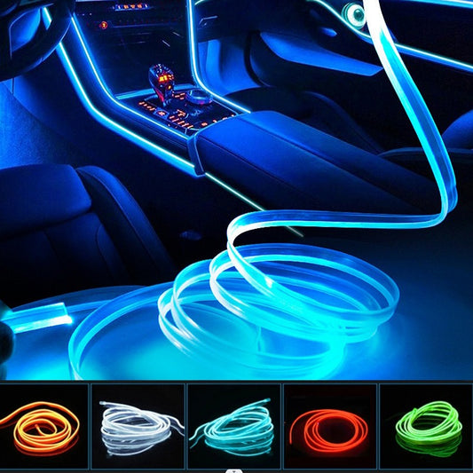 Car Dashboard Neon Light Strip – 3 Meter Flexible EL Wire with Easy Installation, Random Color