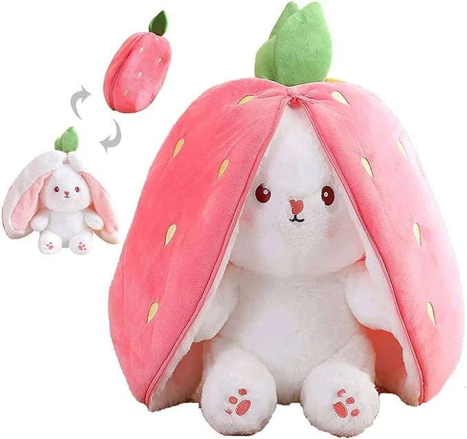 Strawberry Rabbit Plush Soft Doll Hug Pillow
