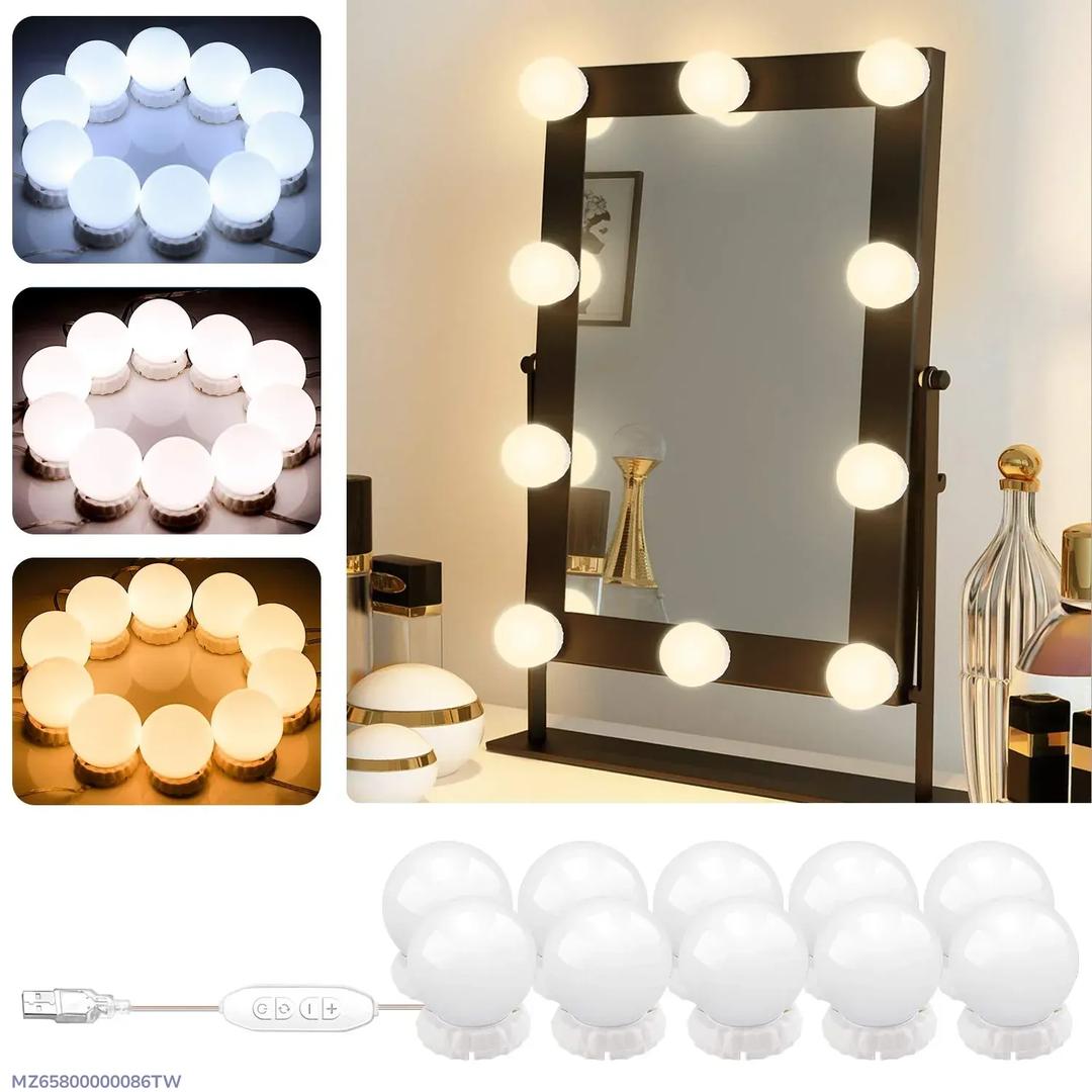 Hollywood Style Vanity Mirror LED Lights – 10 Bulbs USB Powered
